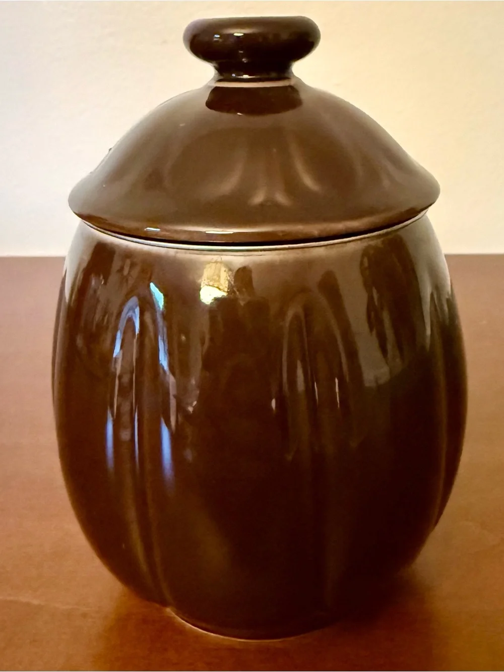 Teavana Brown Glazed Ceramic Honey Pot with Lid